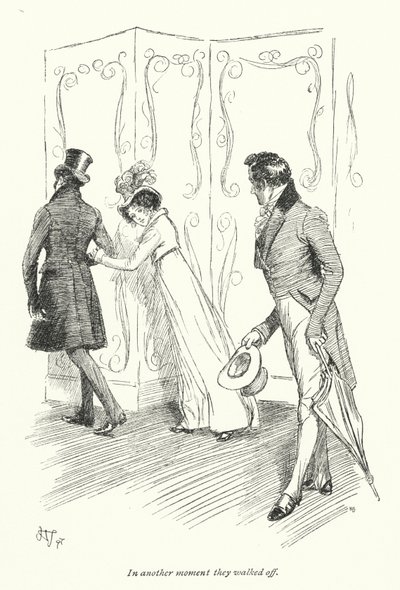 Illustrasjon for Persuasion av Jane Austen (litho) av Hugh Thomson