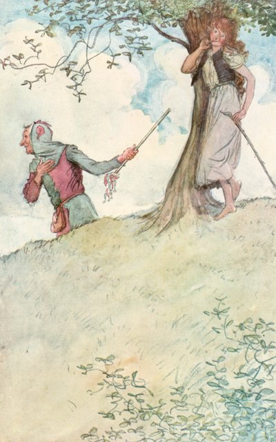 Illustrasjon for Shakespeares As You Like It (farge litho) av Hugh Thomson