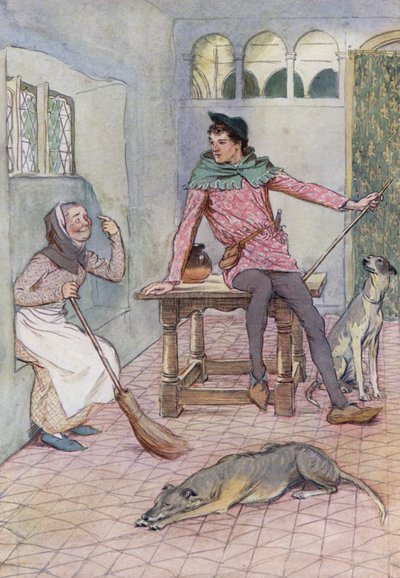 Illustrasjon for The Merry Wives of Windsor (farge litho) av Hugh Thomson