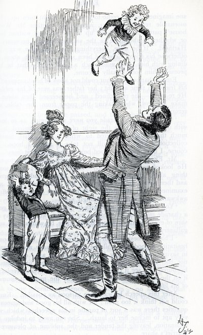 "Mr Knightley leker med barna sine" av Hugh Thomson