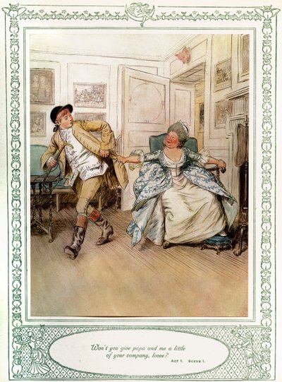 Oliver Goldsmiths skuespill She Stoops to Conque av Hugh Thomson