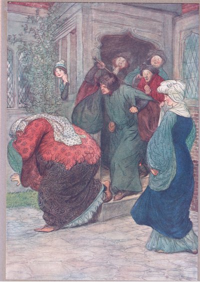 Out of my door du heks, illustrasjon fra The Merry Wives of Windsor, 1910 av Hugh Thomson