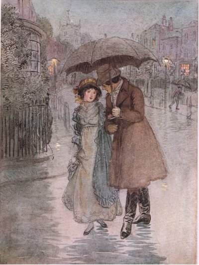 Phoebe: "Det regnet, og ansiktet mitt var vått. (litho) av Hugh Thomson