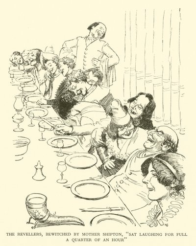 The Revellers, forhekset av Mother Shipton, "Sat Laughing for Full a Quarter of an Hour" (gravering) av Hugh Thomson