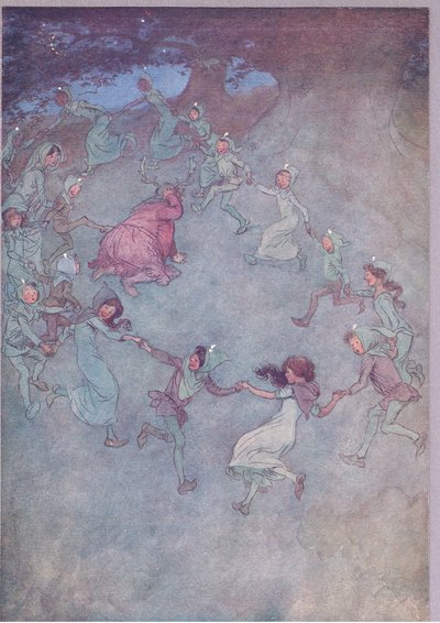 Så la dem alle omringe ham, illustrasjon fra The Merry Wives of Windsor, 1910 av Hugh Thomson