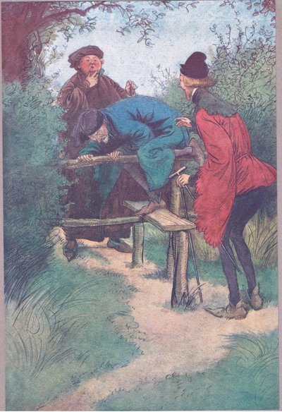 Der kommer min mester, Mister Shallow og en annen gentleman fra Frogmore, illustrasjon fra The Merry Wives of Windsor, 1910 av Hugh Thomson