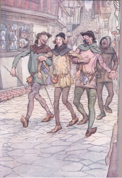 De bar meg til en taverna, illustrasjon fra The Merry Wives of Windsor, 1910 av Hugh Thomson