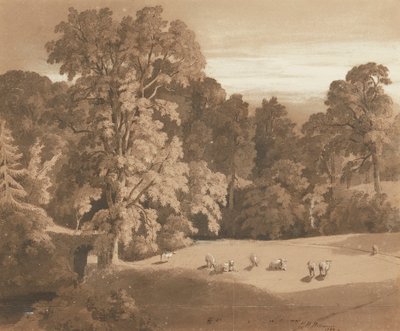 Parkland ved Minto House (penn og blekk og vask) av Hugh William Williams
