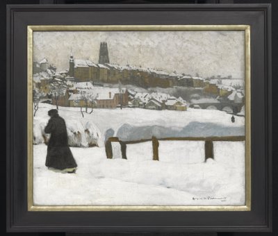 Freiburg in the Snow, ca. 1920 (olje på lerret) av Hugues de Beaumont