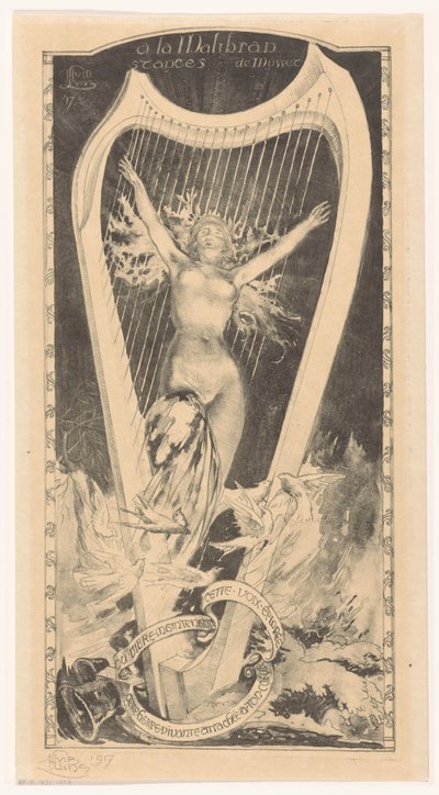 Maria Malibran for harpe la Malibran (tittel på objekt) av Huib Luns (signed by artist)