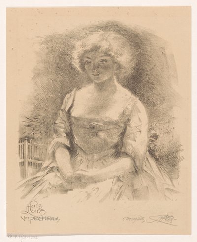 Sittende jente av Huib Luns (signed by artist)