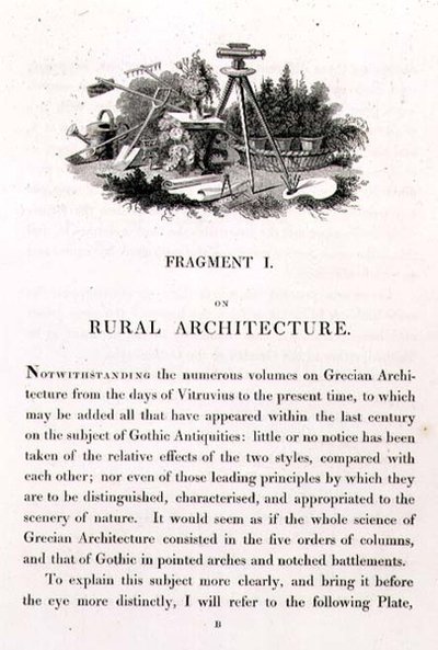 Illustrasjon fra "Fragmenter om teori og praksis for landskapshagearbeid", pub. 1816 (lito) av Humphry Repton