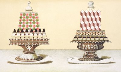 Design for presentasjon av desserter, illustrasjon fra en ungarsk kokebok om fransk matlaging, ca. 1880 av Hungarian School