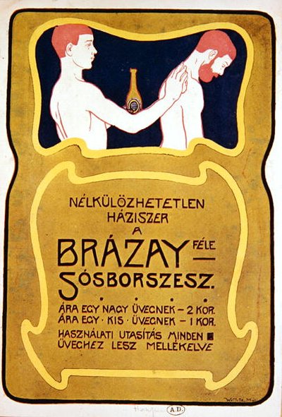 Ungarsk reklame for Eau de Toilette Brazay, ca. 1900 (farge litho) av Hungarian School