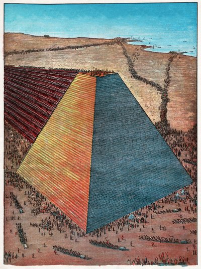 Keops-pyramiden. 1927 (gravering) av Hungarian School