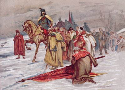Rakoczi Ferenc tar farvel med folket sitt da han går i eksil i februar 1711, ca. 1900 av Hungarian School