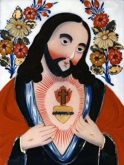 The Sacred Heart of Jesus, andre halvdel av det nittende århundre (malt glass) av Hungarian School