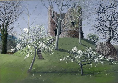 Longtown Castle, 1992 (gouache på kort) av Huw S. Parsons