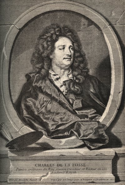 Portrait of Charles de La Fosse (1636-1716) French painter - engraving by Dumchange by H. Rigaud av Hyacinthe (after) Rigaud