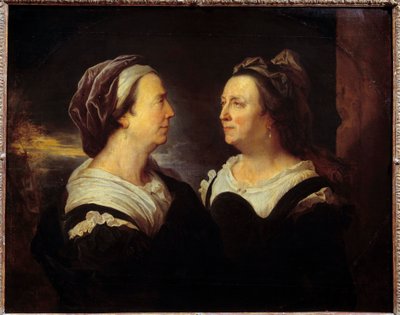 Portrett av fru Rigauds mor i to forskjellige holdninger. Dobbeltportrett av kvinne i profil (venstre og høyre). Maleri av Hyacinthe Rigaud (1659-1743) 1695 Søn. 0,83x1,03 m av Hyacinthe Francois Rigaud