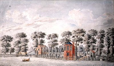 Utsikt over et lysthus og hage av I. Chapman