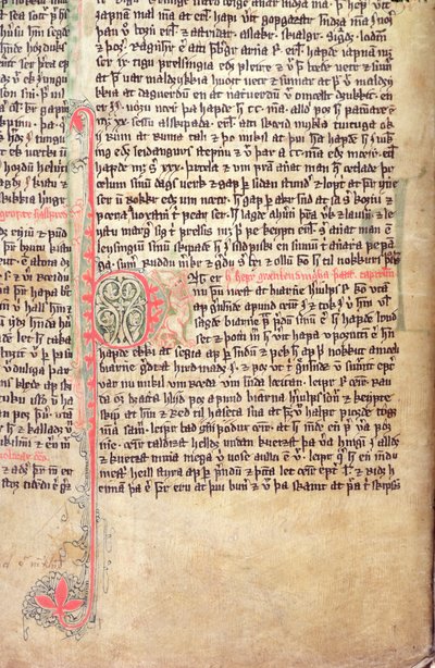 Historikert initial P i begynnelsen av Grønlendernes saga, fra Flateyjarbok (The Book of Flatey) sent på 1300-tallet av Icelandic School