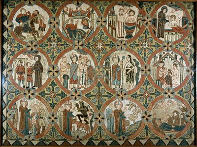 St. Martin av Tours - alterkledning: scener fra historien til Saint Martin av Tours - 12 scener fra livet til Saint Martin - Island, broderi av Icelandic School
