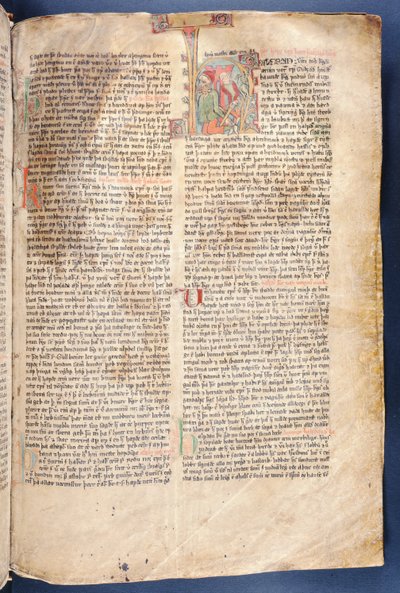 Begynnelsen på The Tale of Halfdan the Black, fra Flateyjarbok (The Book of Flatey) sent på 1300-tallet av Icelandic School