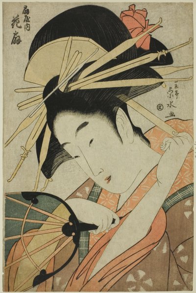 Kurtisanen Hanaogi fra Ogiya av Ichirakutei Eisui