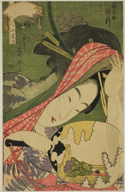 Courtesan Takigawa fra Ogiya, fra serien "Beauties of the Five Festivals (Bijin gosekku)" av Ichirakutei Eisui