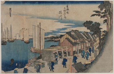 Shinagawa fra serien Fifty-three Stations of the Tokaido, 1797-1858. av Ichiryusai Hiroshige II