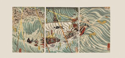 Taira-spøkelsene angriper Yoshitsunes skip av Ichiyusai Kuniyoshi