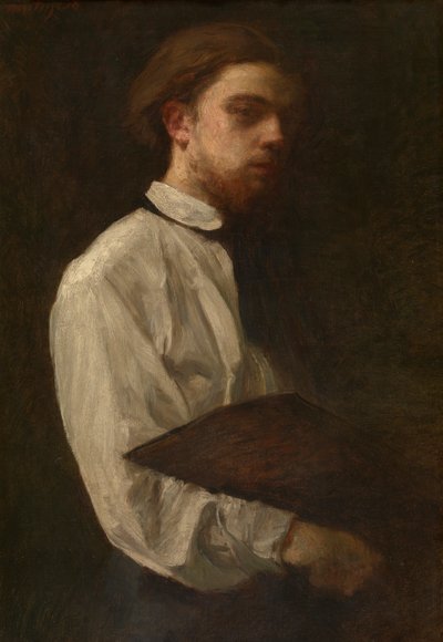 Selvportrett (olje på lerret) av Ignace Henri Jean Fantin Latour