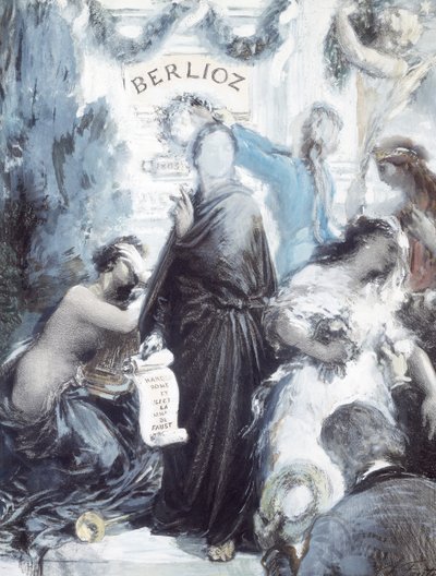 Akvarelllitografi til minne om hundreårsdagen for fødselen til Hector Berlioz av Ignace Henri Jean Fantin Latour