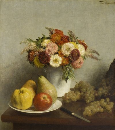 Blomster og frukt, 1865 av Ignace Henri Jean Fantin-Latour