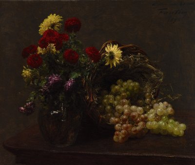 Blomster og druer av Ignace Henri Jean Fantin Latour