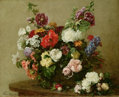 Franske roser og peoner, 1881 av Ignace Henri Jean Fantin-Latour