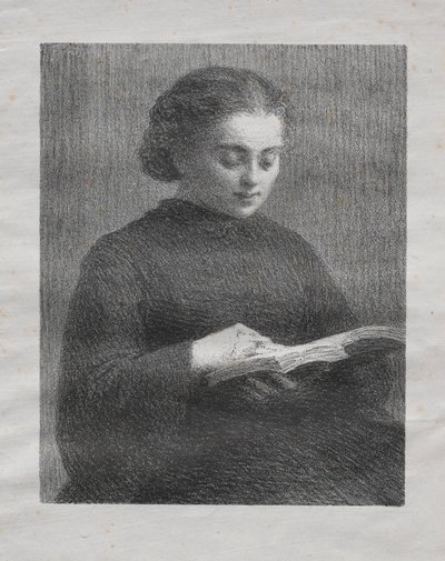 Lesing: Portrett av kunstnerens søster, 1897. av Ignace Henri Jean Fantin Latour