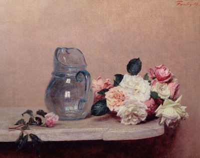 Stilleben med roser, 1889 av Ignace Henri Jean Fantin Latour