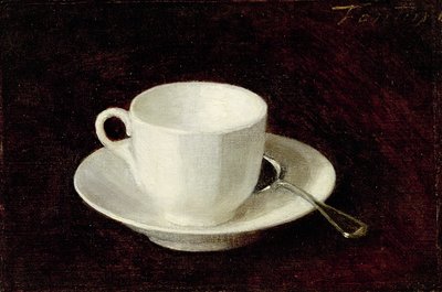 Hvit kopp og tallerken, 1864 av Ignace Henri Jean Fantin-Latour