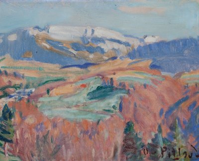 Fribourg-landsbygda om høsten (olje på papp) av Ignace Nazaire Oswald Pilloud