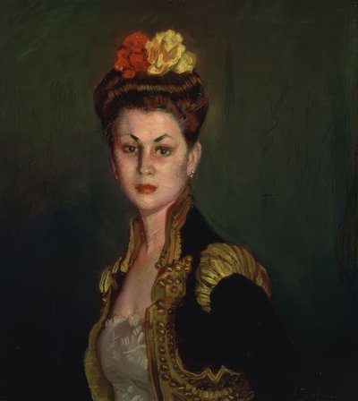 (PORTRETT AV EN DAME MED SØYE OG BULLFIGHT JAKKE) av Ignacio Zuloaga y Zabaleta