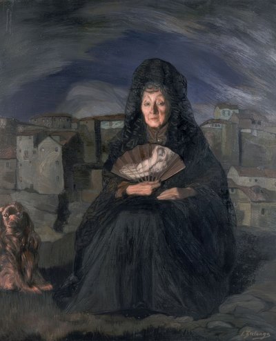 DOÑA ROSITA GUTIERREZ - 1915 - OLJE / LERT - 166,5 × 140 cm av Ignacio Zuloaga y Zabaleta