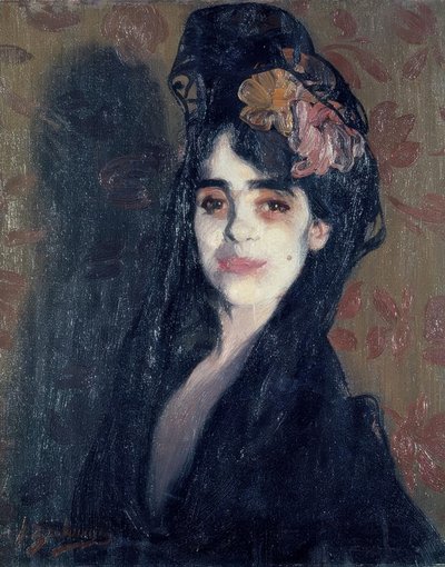 LA EMPOLVADA. Kunstner: IGNACIO ZULOAGA. Sted: PRIVATE SAMLING, SEVILLE, SPANIA av Ignacio Zuloaga y Zabaleta