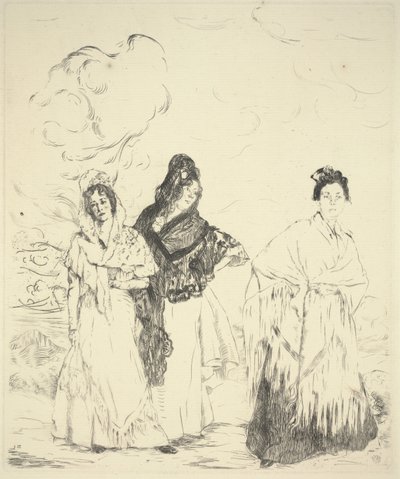 Las Manolas, ca. 1899 (tørrpunkt) av Ignacio Zuloaga y Zabaleta