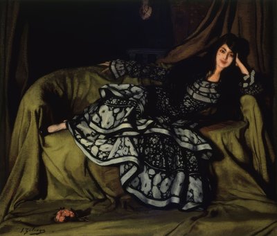 MARCELLE SOUTY MED HJULKJOLE - 1915 - 160 X 188 CM av Ignacio Zuloaga y Zabaleta
