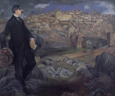 Maurice Barres med Toledo i bakgrunnen av Ignacio Zuloaga y Zabaleta