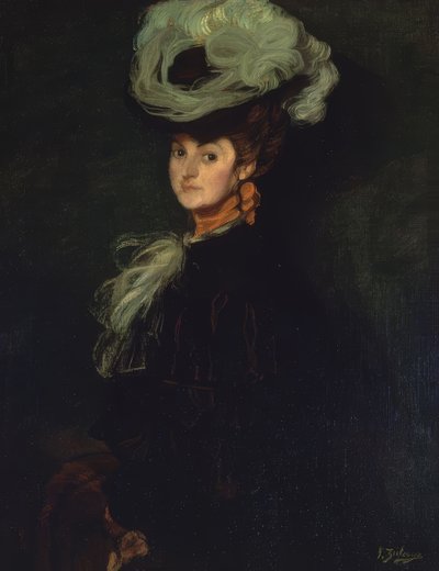 PORTRETT AV ANNIE BOURDIN - 1906 - OLJE / LERT -101X78 CM av Ignacio Zuloaga y Zabaleta