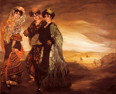 De tre søskenbarna (med tradisjonelle spanske kostymer til dansere) ca. 1903 (olje på lerret) av Ignacio Zuloaga y Zabaleta