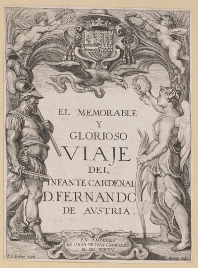 Tittelside for D. De Aedo y Gallert, The...Journey of the Infante Cardenal... av Ignatius Cornelis Marinus after Sir Peter Paul Rubens